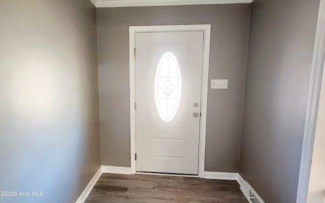 foyer entrance with hardwood / wood-style floors