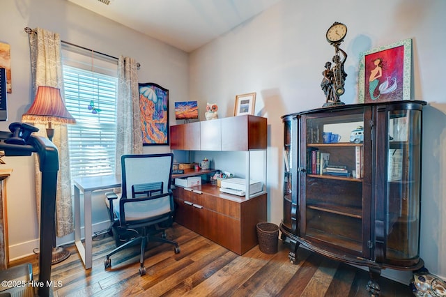 office space featuring wood-type flooring