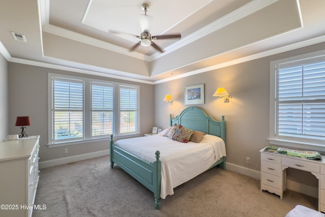 103 Partridge Dr, New Bern, NC 28562 - bedroom featuring multiple windows, visible vents, crown molding, and carpet floors