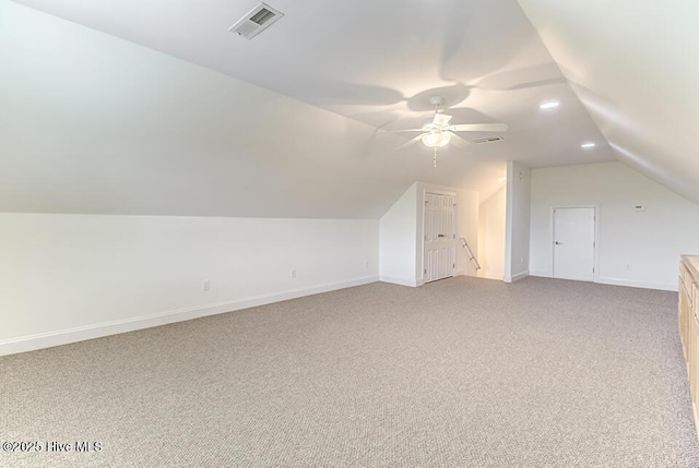2173 Palm Pointe NE, Leland, NC 28451 - bonus room with lofted ceiling, ceiling fan, light colored carpet, and baseboards