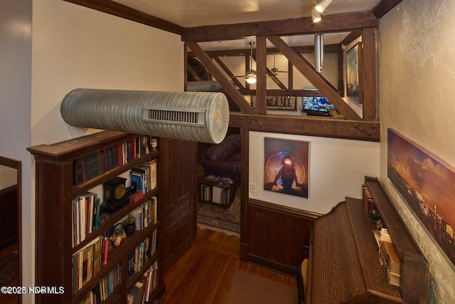 interior space featuring hardwood / wood-style floors and ceiling fan