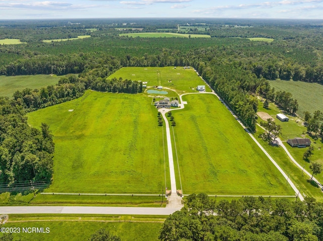 drone / aerial view with a rural view