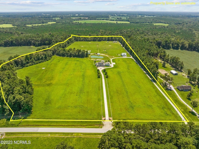 bird's eye view featuring a rural view