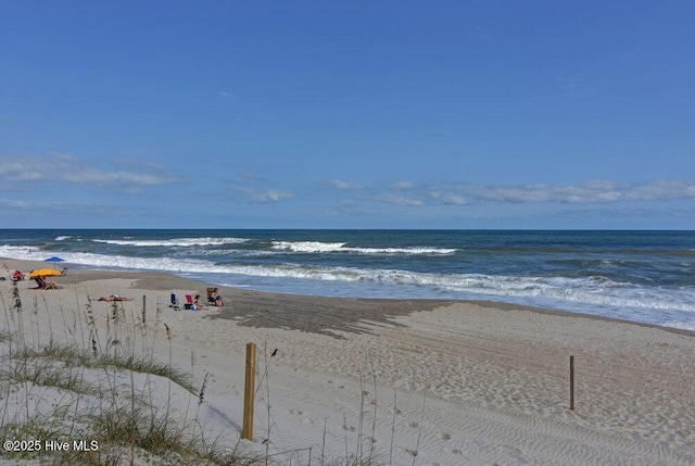 view of water feature with a view of the beach