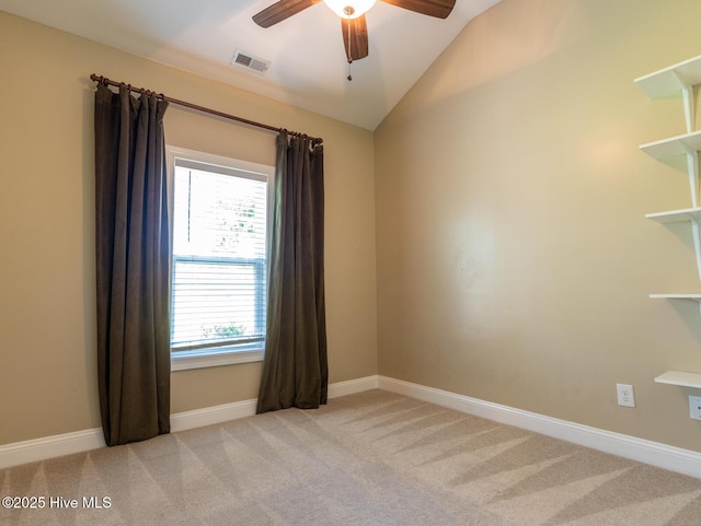 214 Admiral Ct, Sneads Ferry, NC 28460 - unfurnished room featuring light colored carpet, lofted ceiling, and ceiling fan