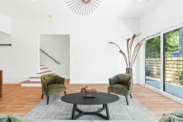 living area featuring light wood-type flooring