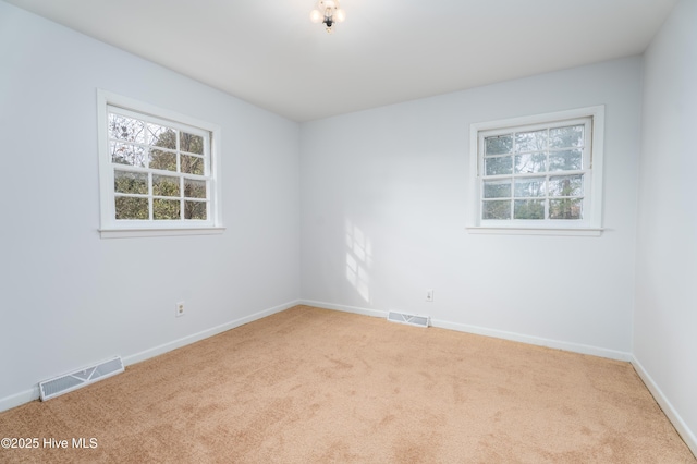 unfurnished room featuring a wealth of natural light and carpet flooring