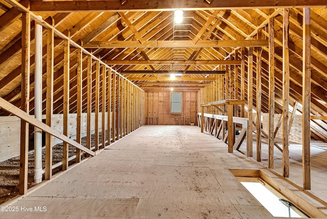 view of unfinished attic