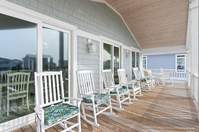 wooden terrace featuring a porch