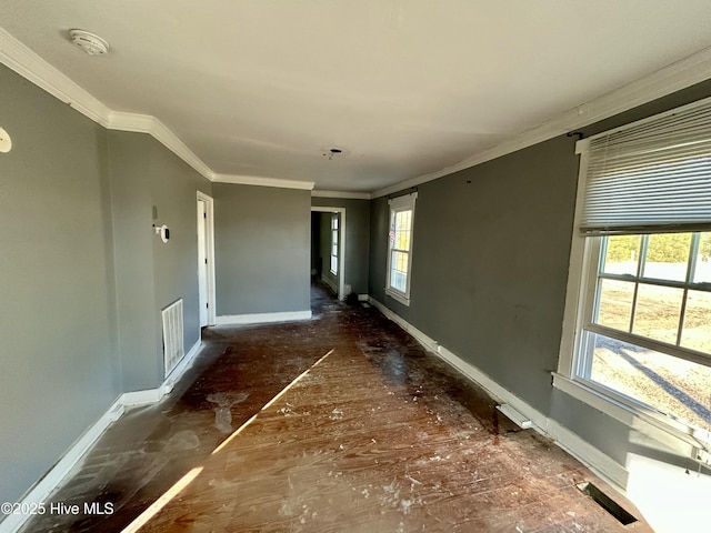 hallway with crown molding