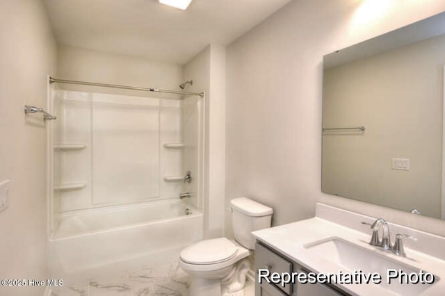 full bathroom with vanity, toilet, and shower / bath combination