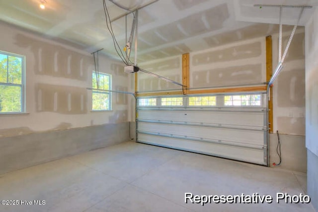 garage with a garage door opener