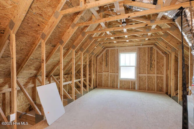 view of unfinished attic