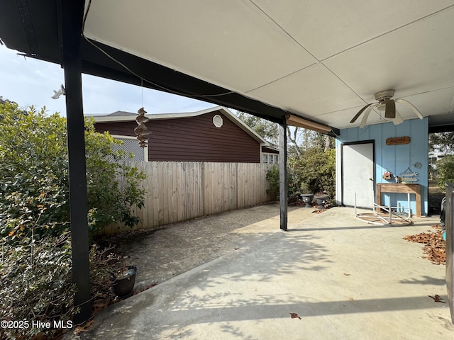 view of patio / terrace featuring ceiling fan