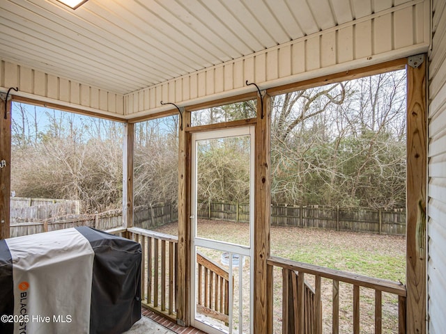 view of unfurnished sunroom