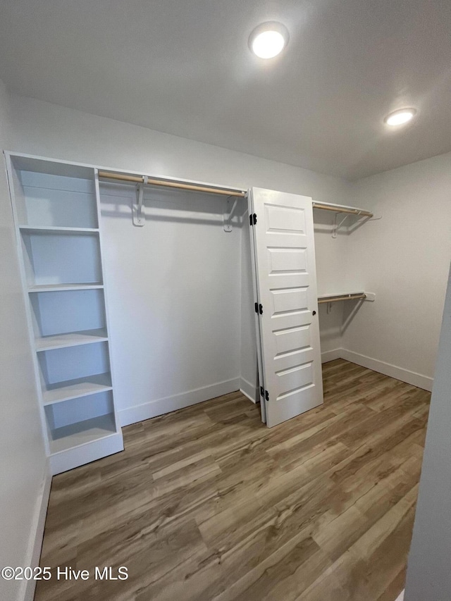 spacious closet with wood-type flooring