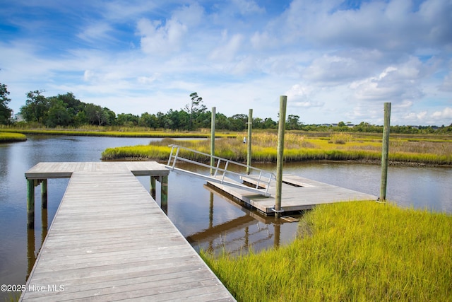 view of dock featuring a water view