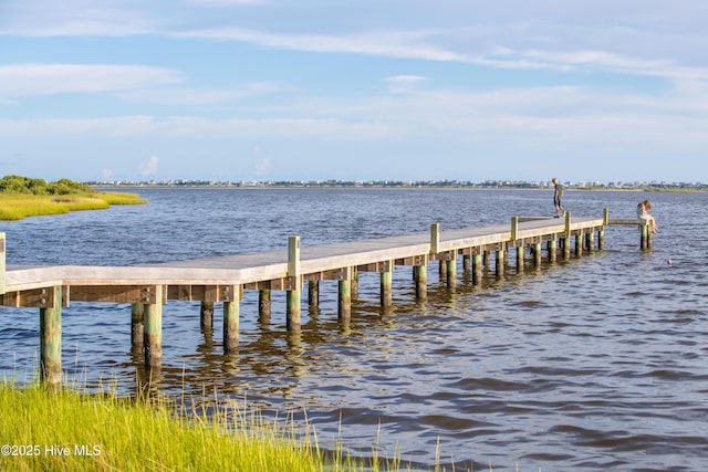 view of dock featuring a water view