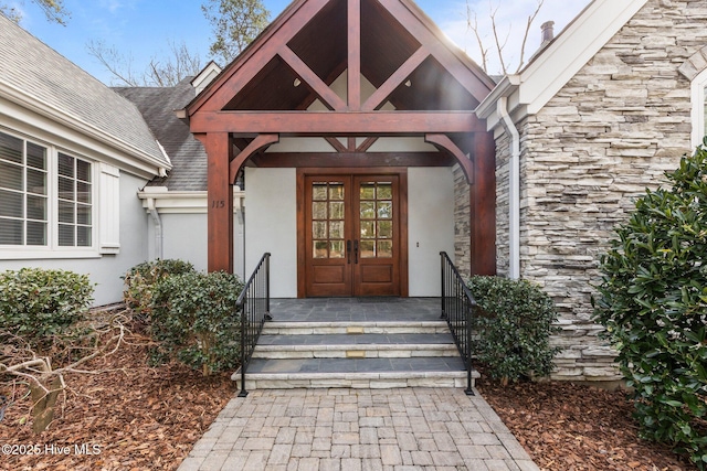 view of exterior entry with french doors