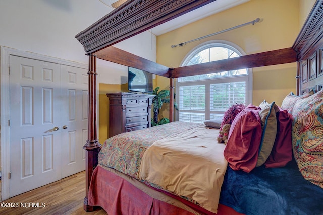 bedroom with light wood-type flooring