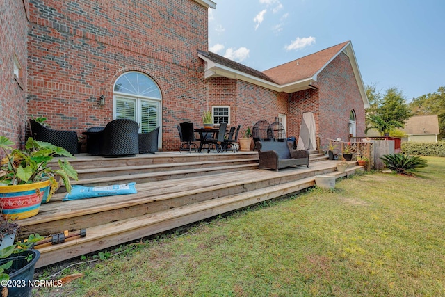 deck with a lawn