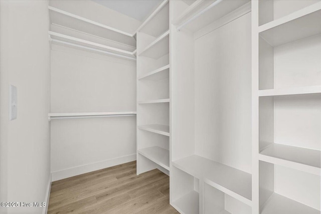 walk in closet featuring wood-type flooring