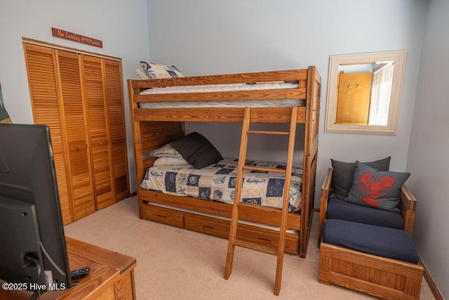 bedroom featuring carpet floors and a closet