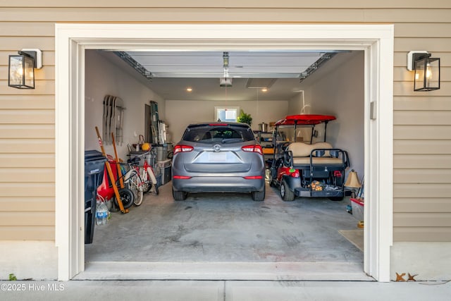 garage with a garage door opener