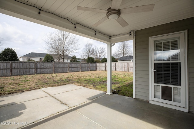 view of patio with ceiling fan