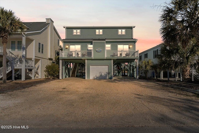 beach home featuring a garage