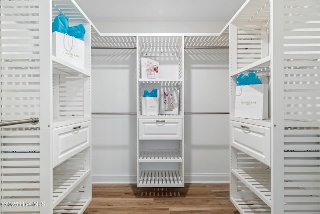 walk in closet featuring hardwood / wood-style floors