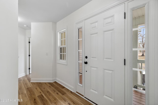 foyer entrance featuring light wood-type flooring