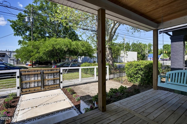 wooden deck with covered porch