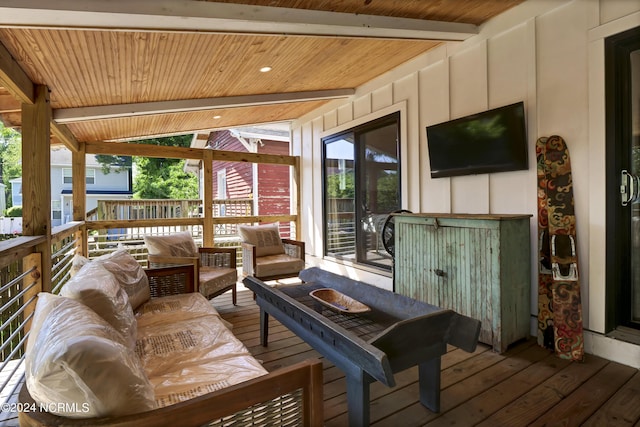 deck featuring an outdoor living space