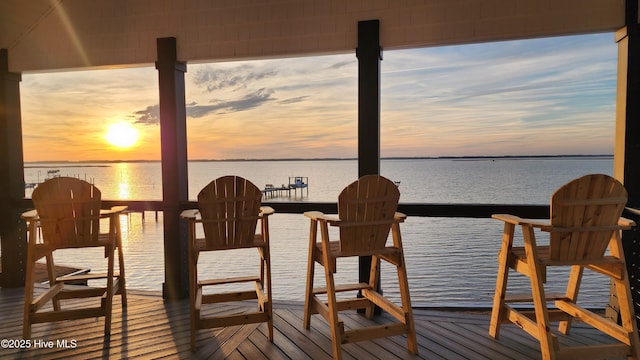 view of dock featuring a water view