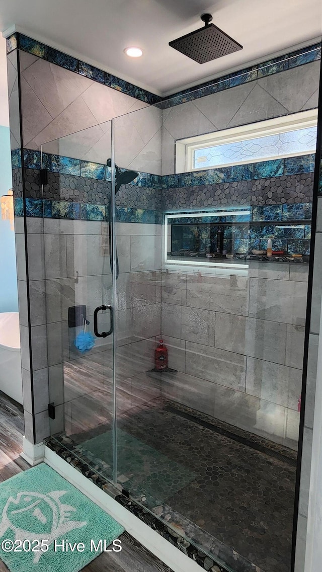 bathroom featuring walk in shower