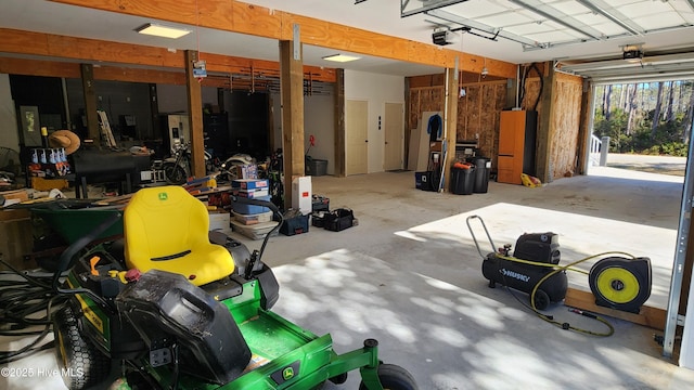 garage with a garage door opener