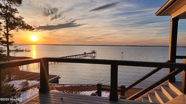 dock area featuring a water view