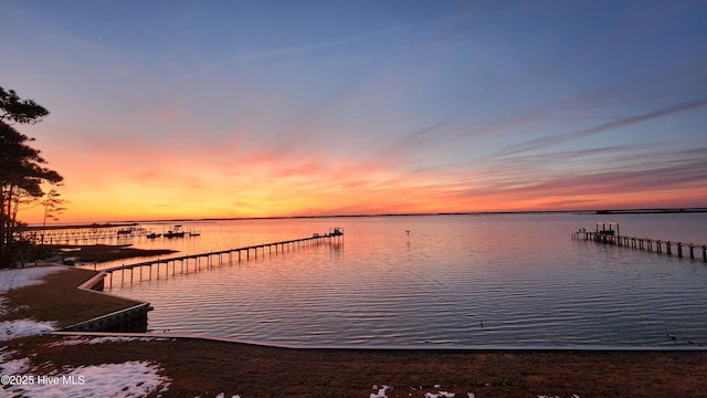 view of dock featuring a water view