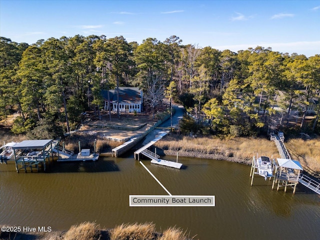 view of dock featuring a water view