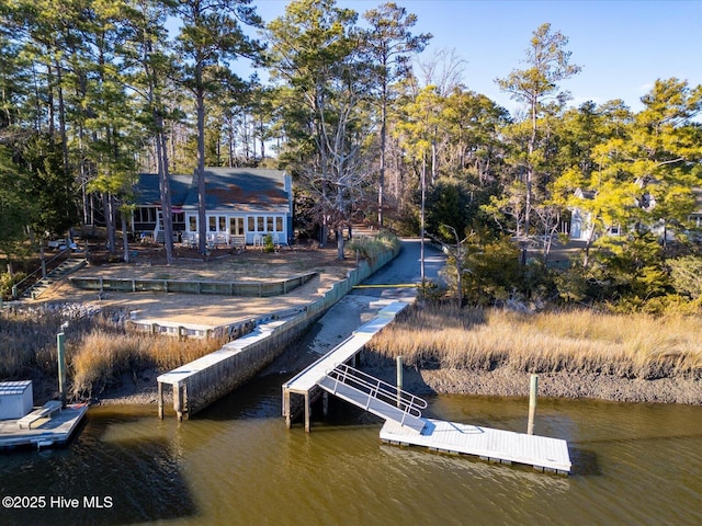 view of dock featuring a water view