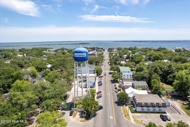 bird's eye view featuring a water view