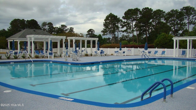 view of pool featuring a pergola