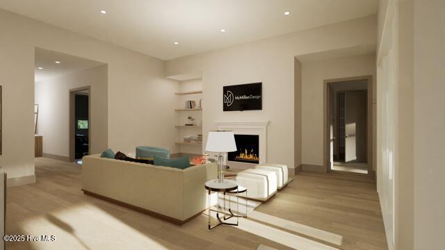 living room featuring light wood-type flooring