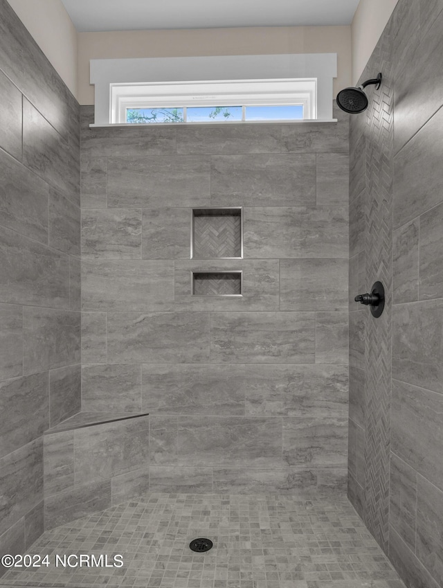 full bathroom with a tile shower and a wealth of natural light