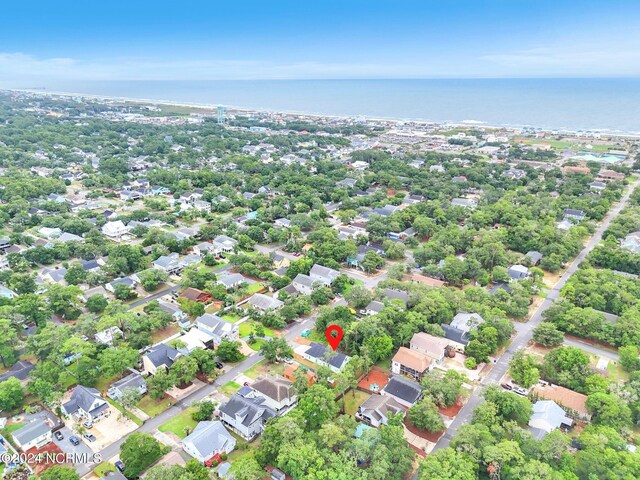 aerial view with a residential view and a water view