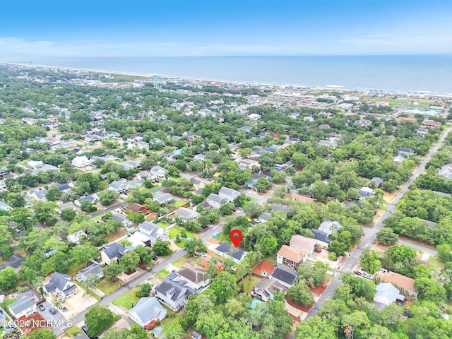 bird's eye view with a residential view and a water view