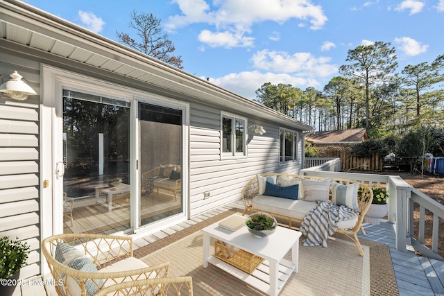 deck featuring an outdoor living space