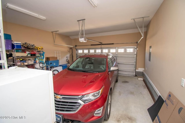 garage with a garage door opener