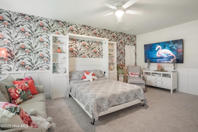 bedroom featuring carpet flooring and ceiling fan